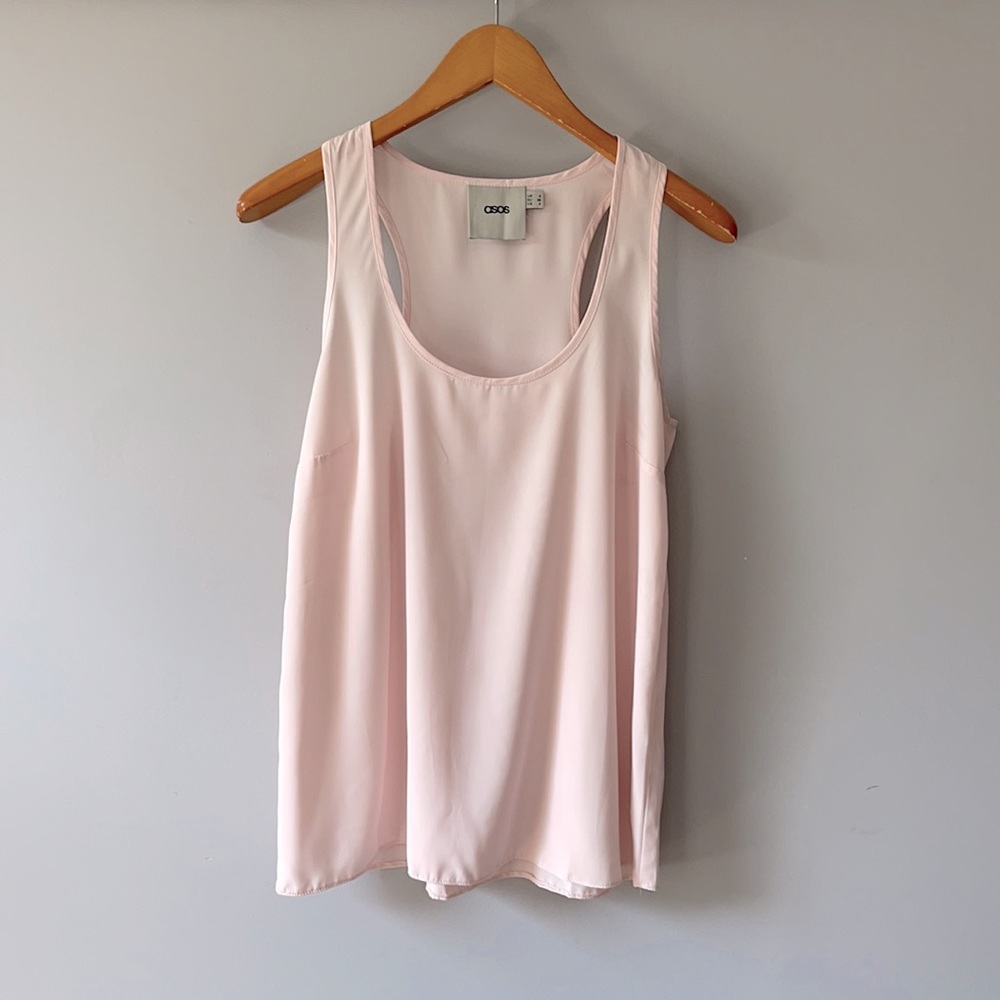 ASOS light pink racer back silky sleeveless top 4